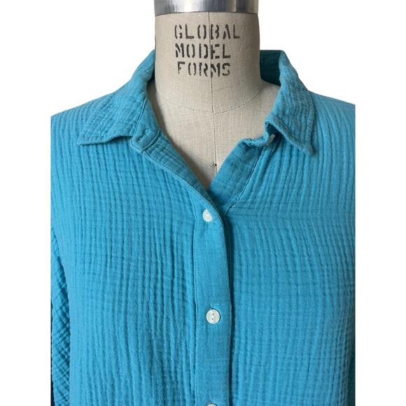 Lou & Grey Turquoise Long Sleeve Button Down Top Size XL X-Large - Picture 5 of 6